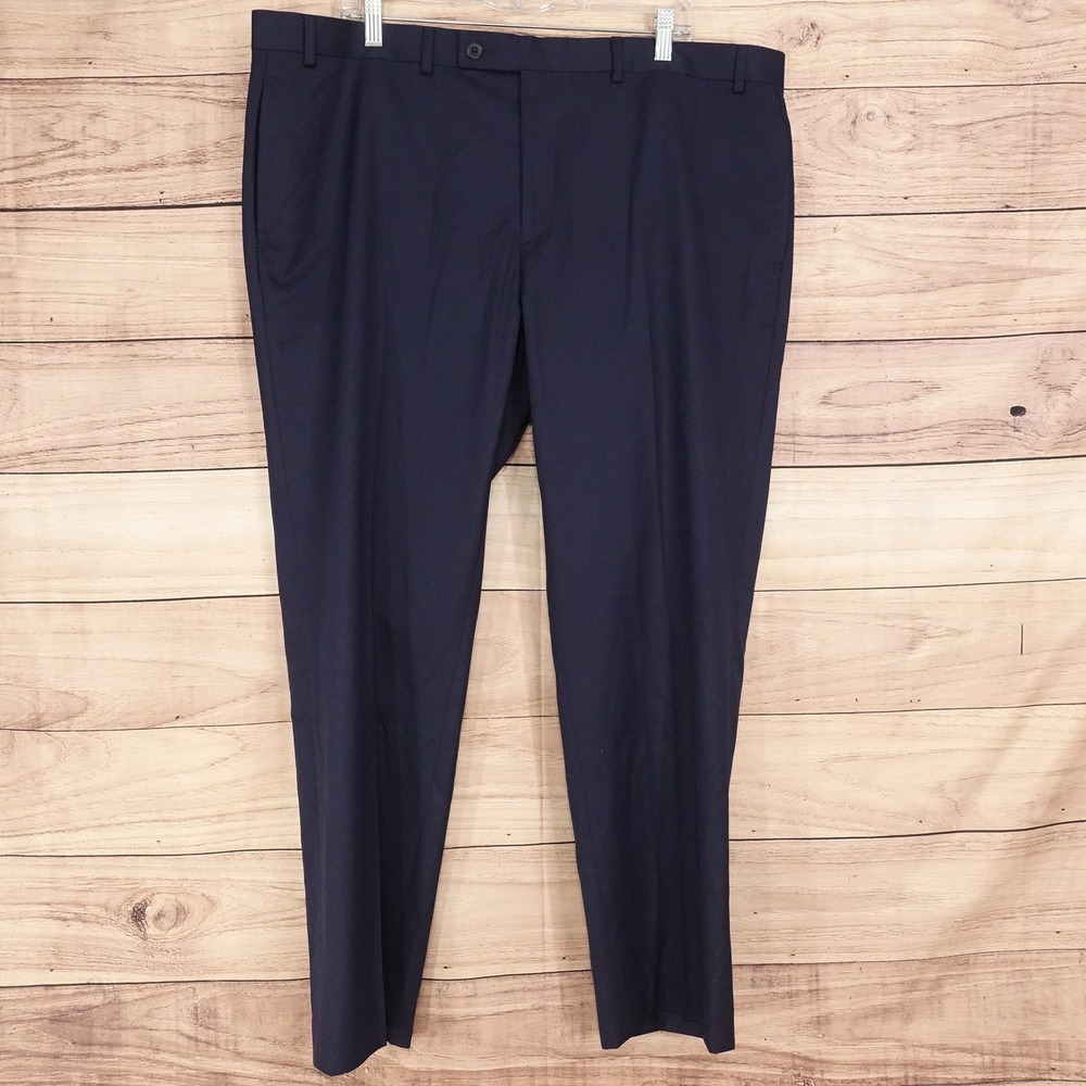 Collection By Michael Strahan Dress Pants Mens 42x30 Blue Classic Fit Flat Front